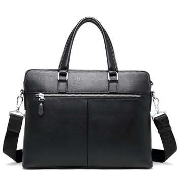 

Bison Denim Black Business Casual Men Briefcase Bag Genuine Leather Cowskin Handbag Large Capacity Laptop Messenger Bags