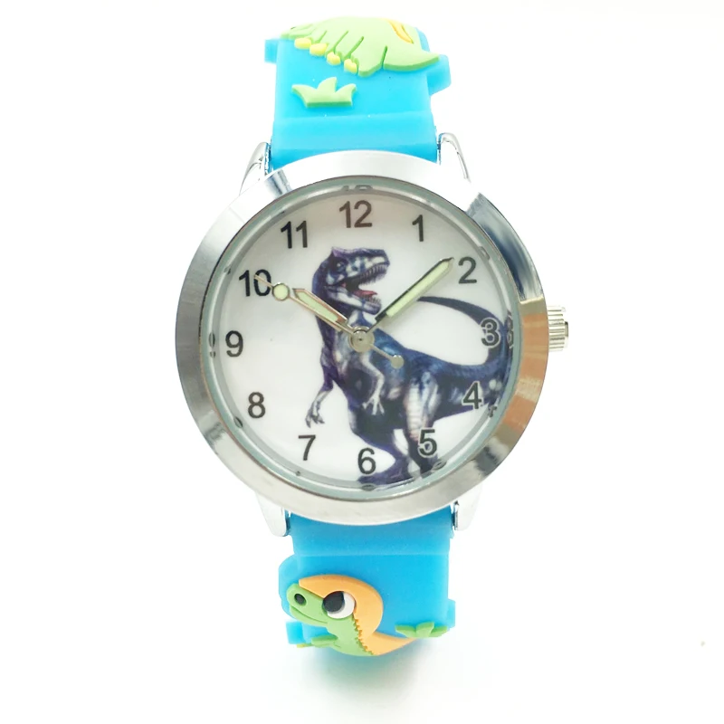 hot fashion 3D dinosaur analog quartz watch for kids boys girls wristwatches jelly silicone band studnets clock free drop shipping (6)