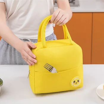 

Cute Portable Lunch Bag Thermal Insulated Lunch Box Tote Cooler Handbag Bento Pouch Dinner Container School Food Storage Bags