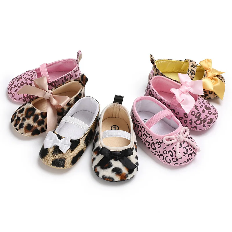 

Newborn Baby Shoes Toddler Infant New Fashion Leopard Print Bowknot Lovely Newborn Baby Girl Indoor First Walker Moccasins Shoes