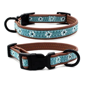 

New Style Comfortable Microfiber Pet Collar Small Flower Pattern Dog Neck Ring Plastic Buckle Dog Pet Supplies