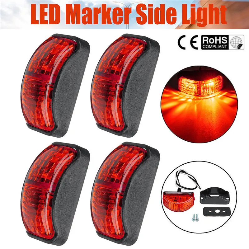 

4X 2 LED Red Side Marker Light Blinker for Trailer Truck Boat Lights Waterproof LED Lights 12 v Truck