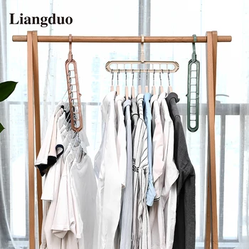

Liangduo 6PCS Folding magic hanger MultiFunctional Foldable Hangers For Clothes Drying Rack Plastic Pants Storage Organizer