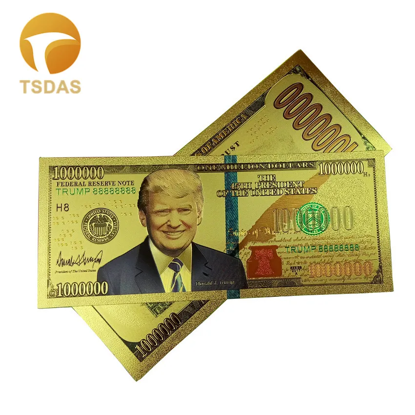 45-й президент США Дональд Трамп памятная Золотая банкнота 1 миллион долларов США Золотая фольга банкнота 10 шт./лот