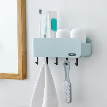 

Plastic Storage Rack Large Capacity Toothbrush Holder Toothpaste Rack Household Punch-free Bathroom Home Decoration Accessories