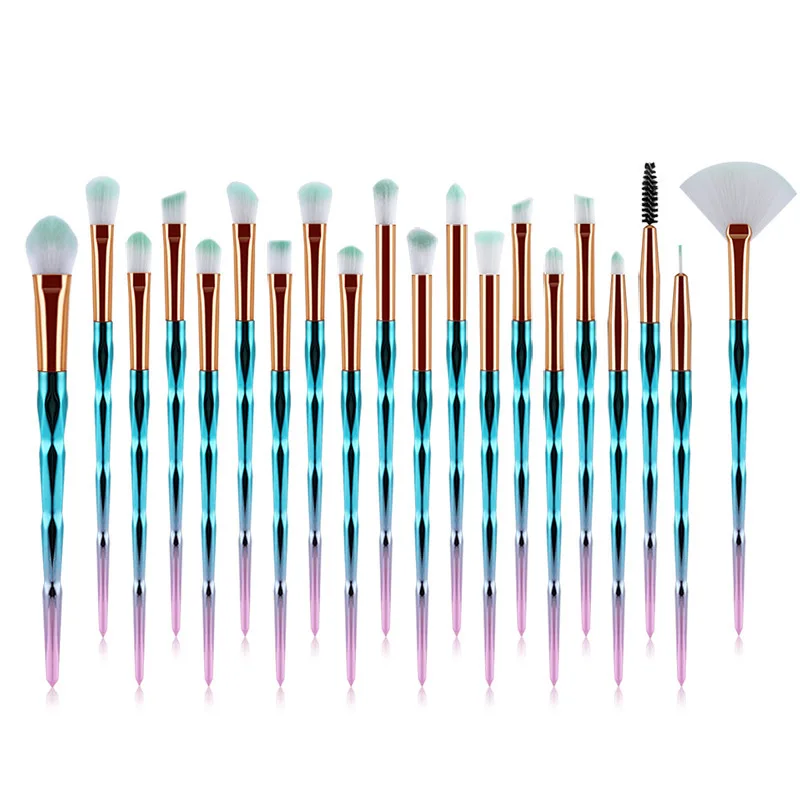 20Pcs Light Blue 20 шт набор алмазных кистей для макияжа, косметическая Кисть для макияжа, косметическая пудра, Тональная основа для растушевки тени для глаз кисточка для Бровей Ресниц - Handle Color: 20Pcs Light Blue