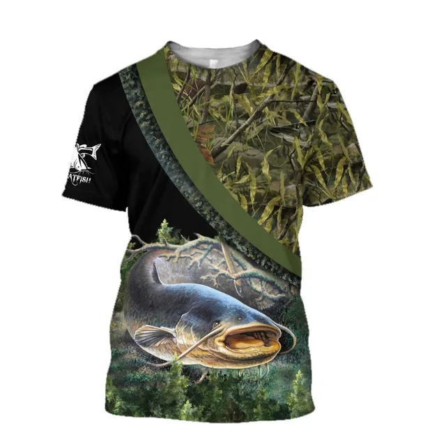 Catfish with camo Fishing T Shirt All Over Print 1