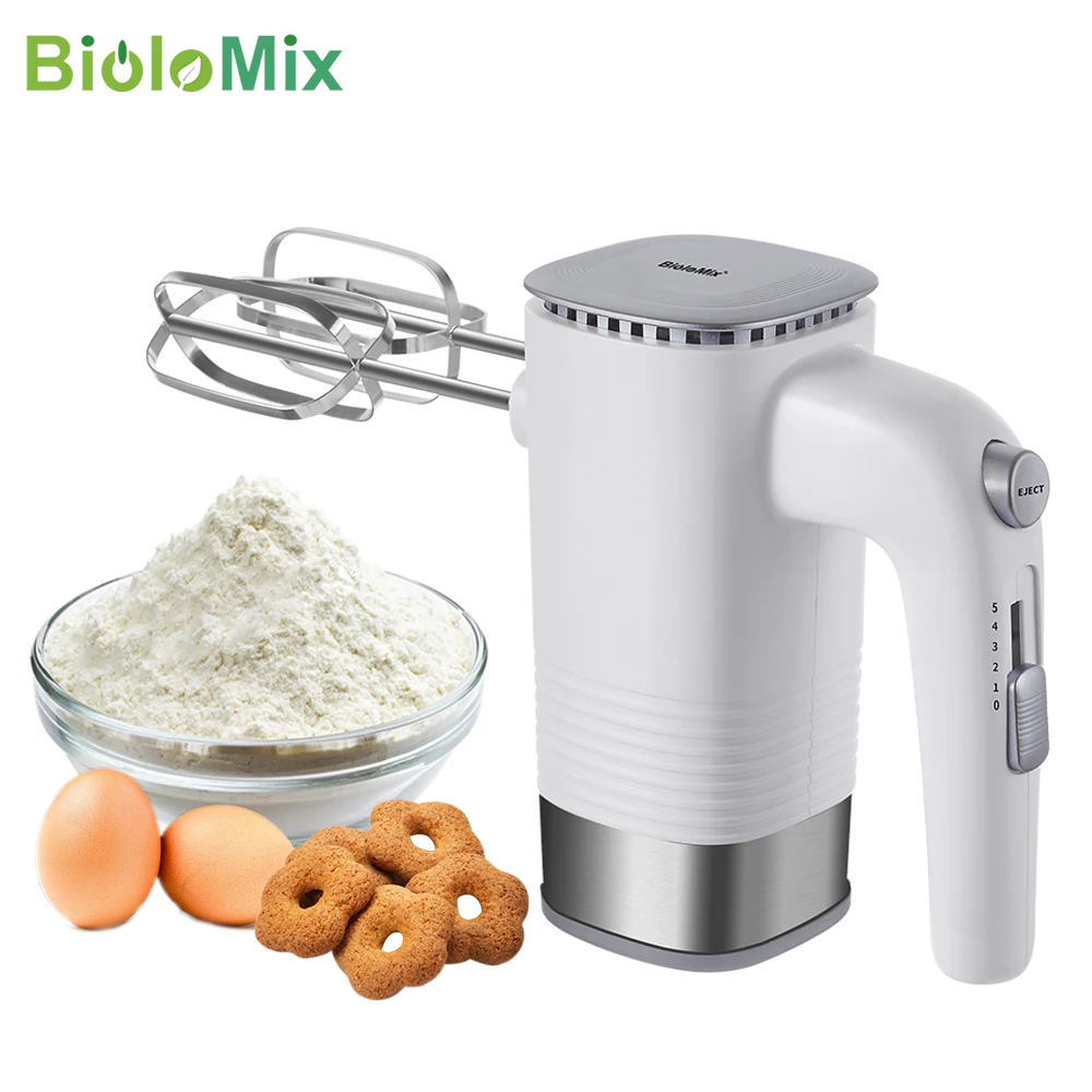 BioloMix 5-Speed 500W Electric Hand Mixer Handheld Kitchen Dough Food Blender With 2 Beaters Hooks and 1 Egg Whisk | Бытовая техника