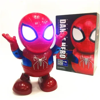 

New Marvel Toys Dance Hero Iron Man Spiderman Thanos Action Figure Toy Led Flashlight Sound Iron Man Hero Electronic Gift Toy