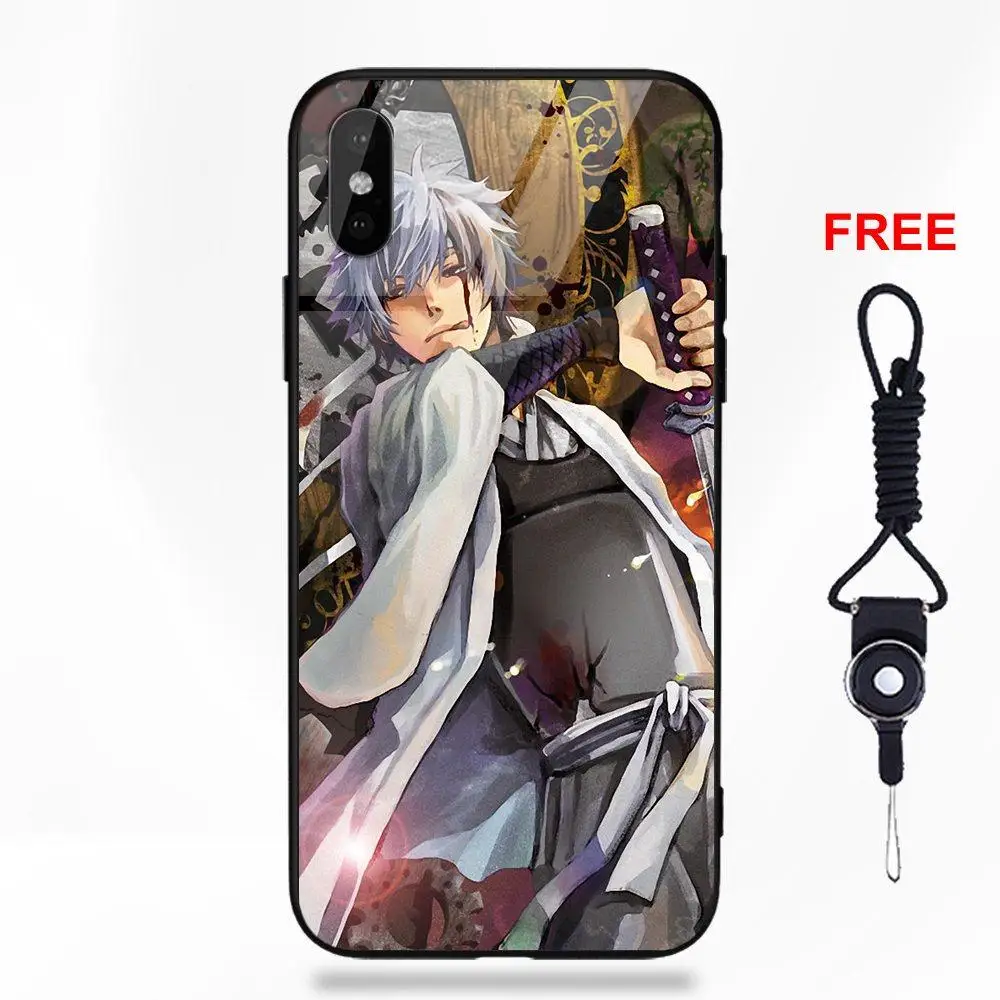 Gintama Gintoki Мягкий ТПУ чехол+ закаленное стекло для Apple iPhone 5 5C 5S SE 6 6S 7 8 Plus X XS Max XR - Цвет: as picture