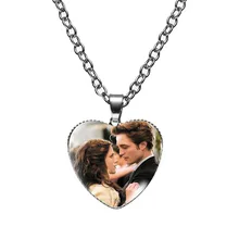  Twilight Movie Necklace Vampire Bella Edward Jacob Renesmee Figure Character Glass Gem Heart Pendant Long Chain Necklace Jewelry 