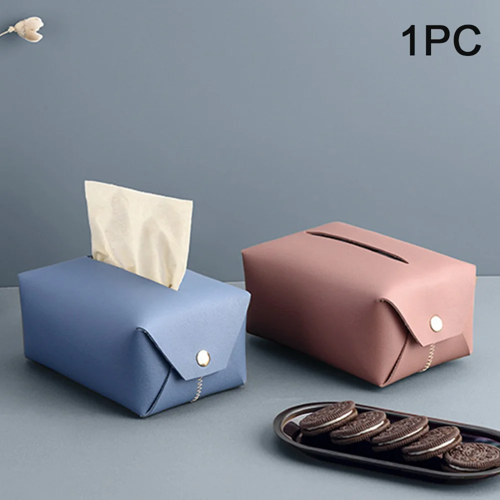 Pouch Paper Container Living Room Home Car Napkin Holder Tissue Box Table Hotel Desktop Office Faux Leather Organizer #734