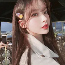 Wechat бизнес Лидер продаж Южная Корея стиль Детские BB клип Цвет зыбучие пески прозрачный ПВХ сбоку клип головной убор фрукты дети