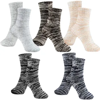 

5pairs Women Socks Vintage Winter Soft Warm Cold Knit Wool Cotton Stripe Socks White Autumn Warm Calcetines De La Mujer Harajuku