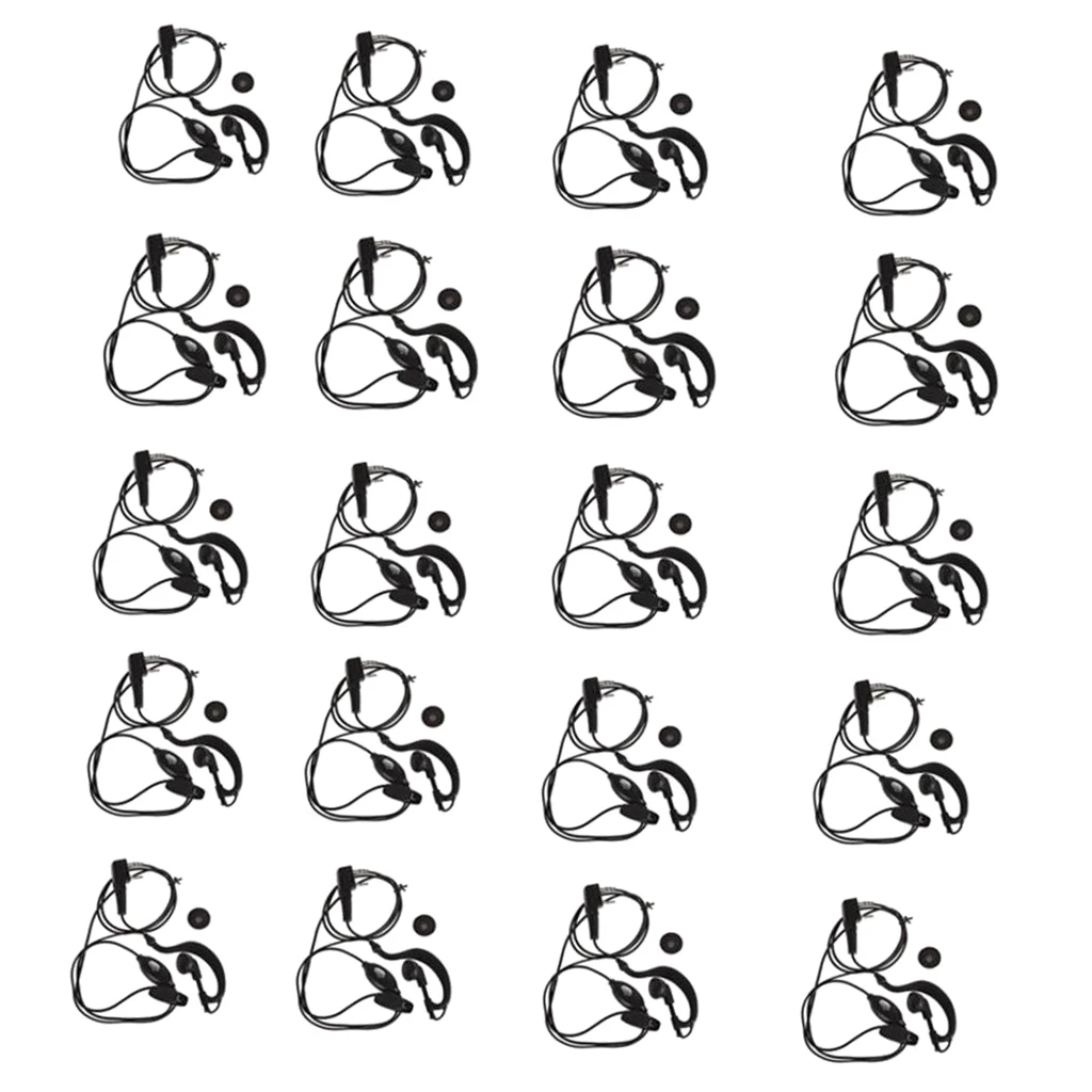 20 Pieces G Type Soft Ear Hook Earpiece Headset with Push to Talk and Microphone for Linton Walkie Talkie