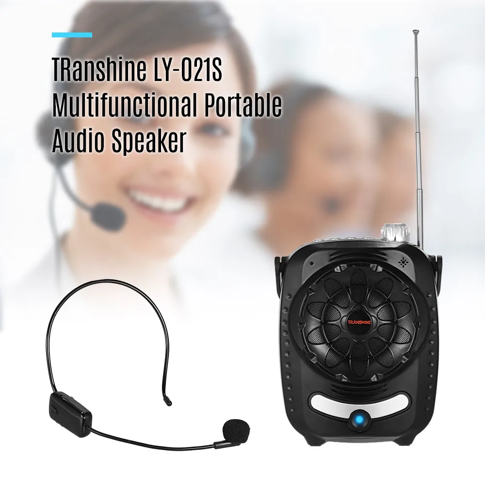 TRanshine LY-021S Multifunctional Mini Audio Speaker Voice Amplifier with UHF Wireless Mic Support FM /MIC/BT /Sound Recording