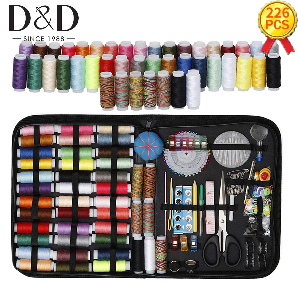 226 Pcs Sewing Kit DIY Premium Sewing Supplies Thread Needle Scissor Home Travel 