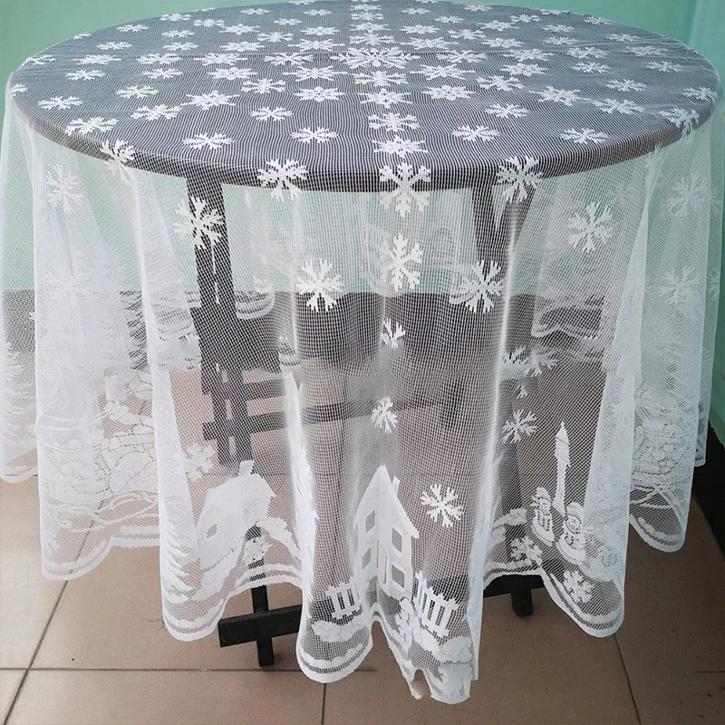 

Europe white Lace Christmas Elk Embroidery tablecloth Table cloth dining Kitchen Table Cover Table decoration and accessories