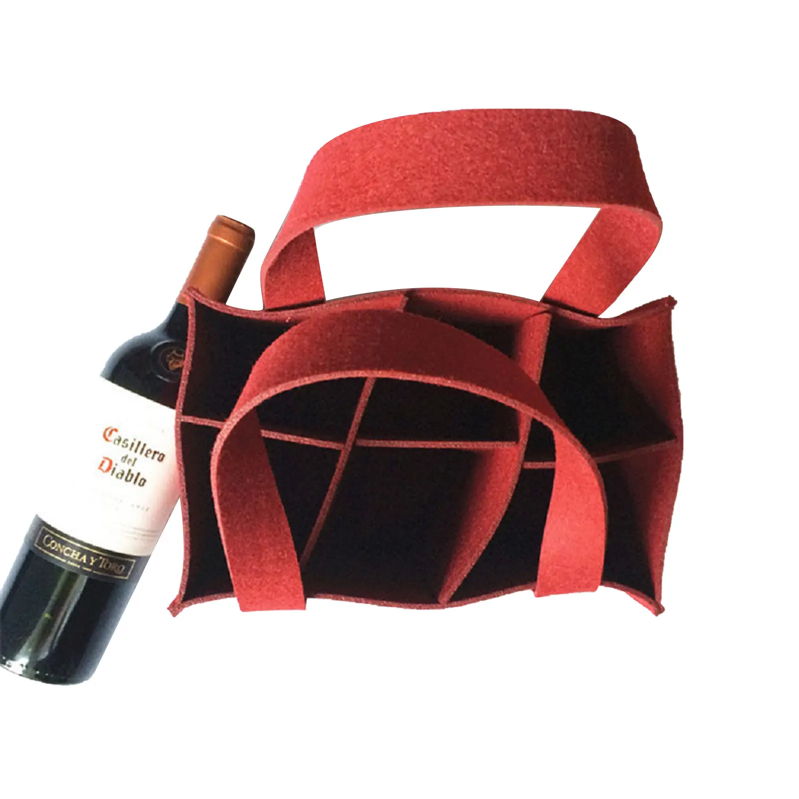 Felt Wine Storage Bag with 6 Grids Comfortable Carry Handle Protable