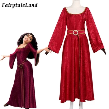 

Tangled Mother Gothel Cosplay Costume Custom Made Princess Rapunzel Halloween Witch Red Dress Fancy Party Outfit