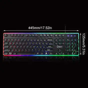 

Gaming Keyboard Round Glowing Keycap Metal Panel Backlit USB Wired Keyboard