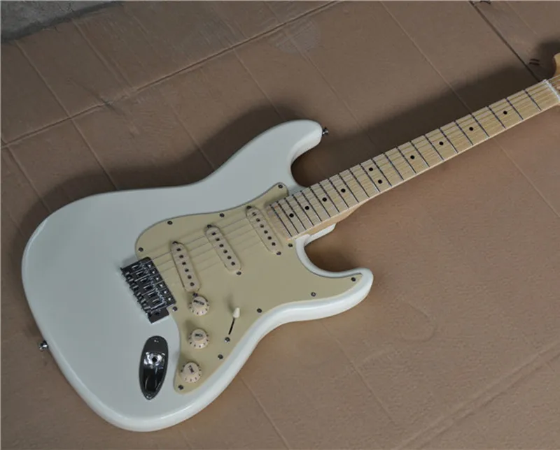 

Popular Electric Guitar,White Color Body with Vintage White Pickguard,Maple Fingerboard with 22 Frets and can be Customized