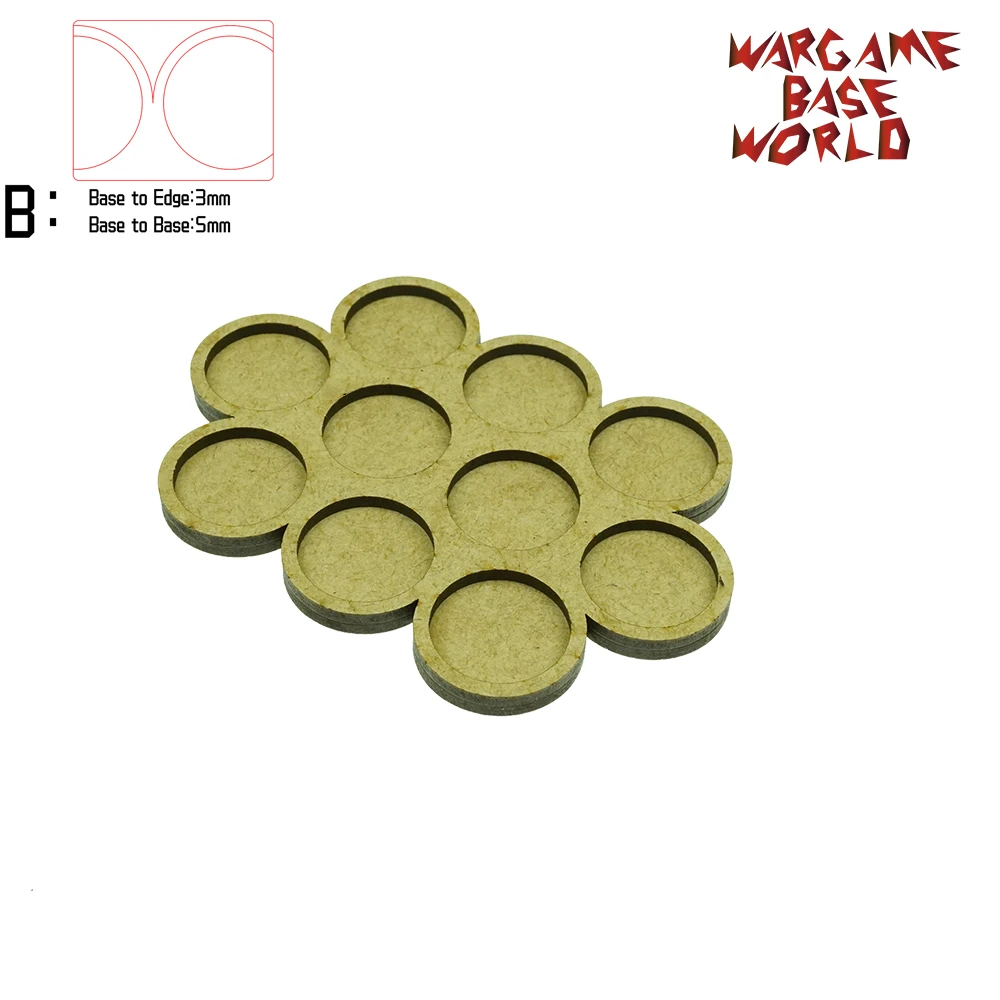 Wargame Base World-Movement Tray-10 цоколей 25 мм круглой формы MDF - Цвет: edge3basetobase5