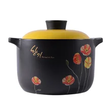 Черная большая кастрюля, высокотемпературная Керамическая кастрюля, кастрюля для супа, кастрюля для супа, кухонная посуда, керамический тушеный горшок, кухонный горшок