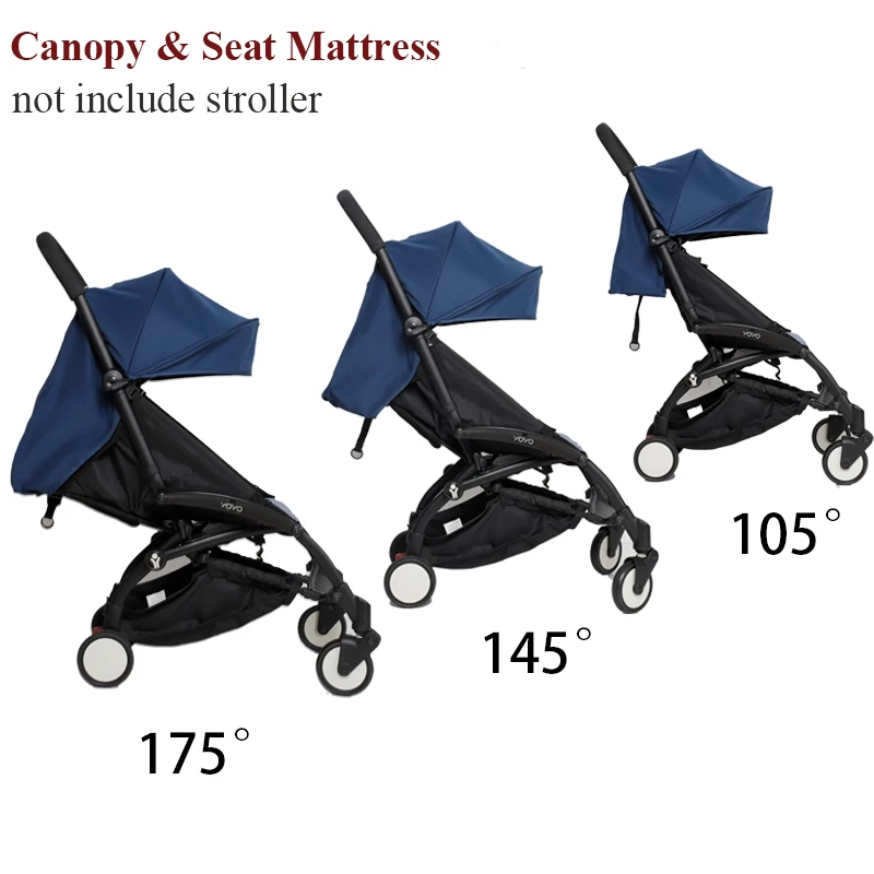 3pcs/set 175° Canopy Cover Seat Cushion Adjustable Stroller Accessories For Yoya /Babythrone YOYO Pram Sunshade Seat Mattress