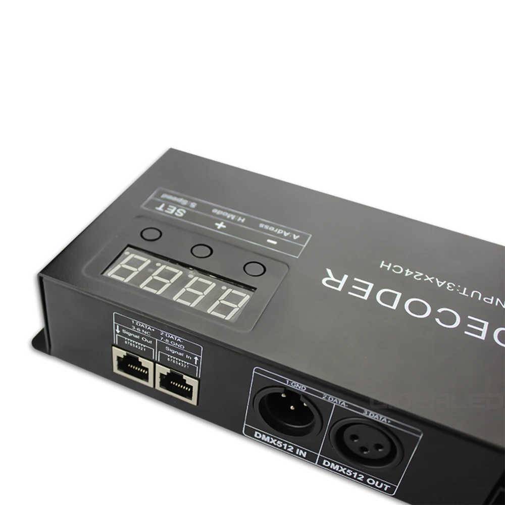 Фото 24 канала RGB контройлер с управлением DMX 512 декодер с цифровым Дисплей 72A диммер драйвер PWM RGB контроллер DMX с RJ45 Вход DC5V-24V №4