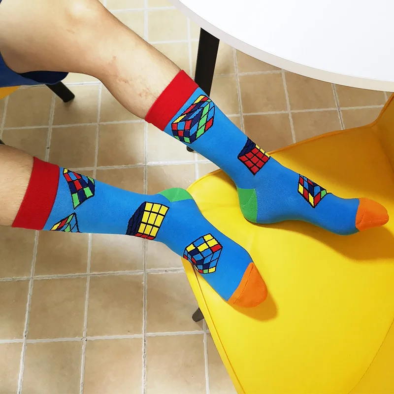 LIONZONE 12Pairs/Lot Casual Men Socks New Socks Fashion Design Plaid Colorful Happy Business Party Dress Cotton Socks Man