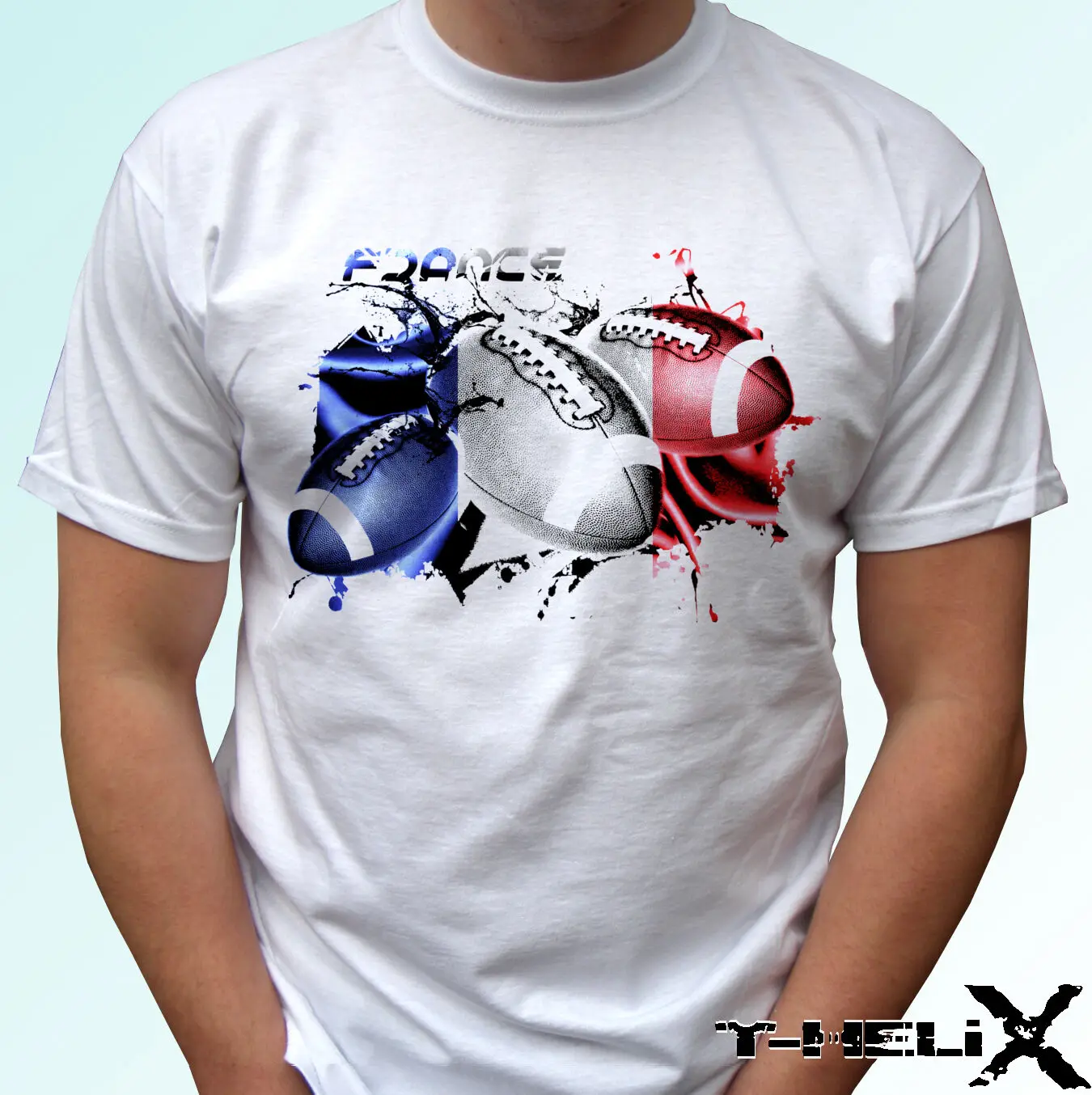 

France Rugby Flag - White T Shirt Top Tee Football Design Mens, Kids Sizes