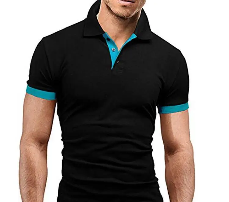OLOEY Новые мужские топы летние новые футболки Slim Fit модная одежда короткий рукав Стенд воротник футболки мужские однотонные рубашки