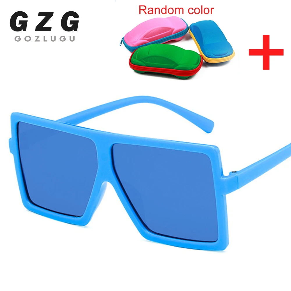 Oversize square kids sunglasses girls baby boys punk sunglasses uv400 glasses children oculos de sol masculino With Box D316 - Цвет линз: blue blue