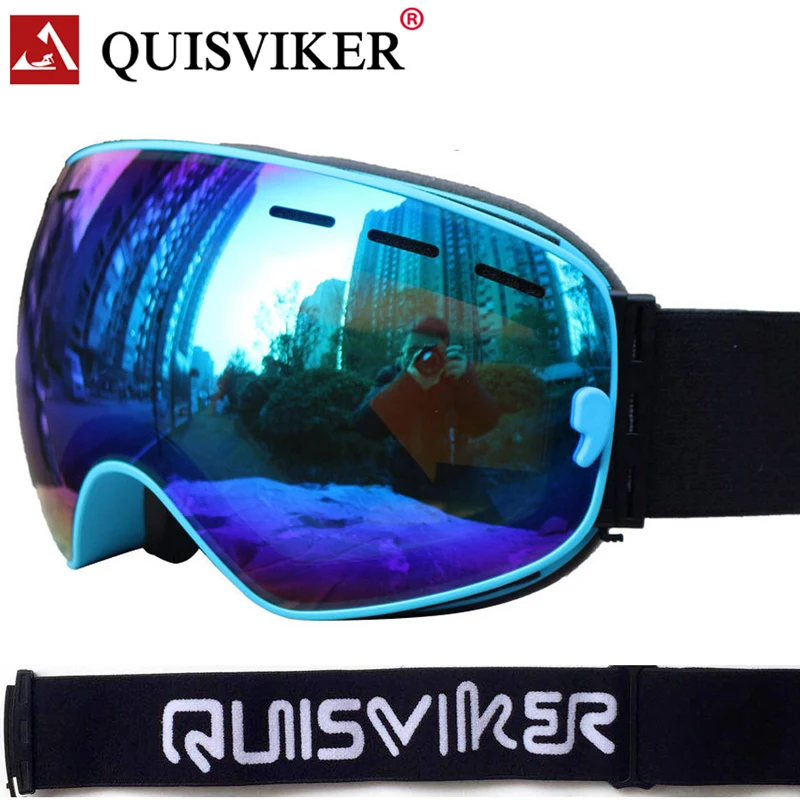 

QUISVIKER 2019 Double Layers Anti-Fog Snowboard Ski Goggles Winter Skiing Google Ski Glasses Eyewear Snowmobile Snow Mask