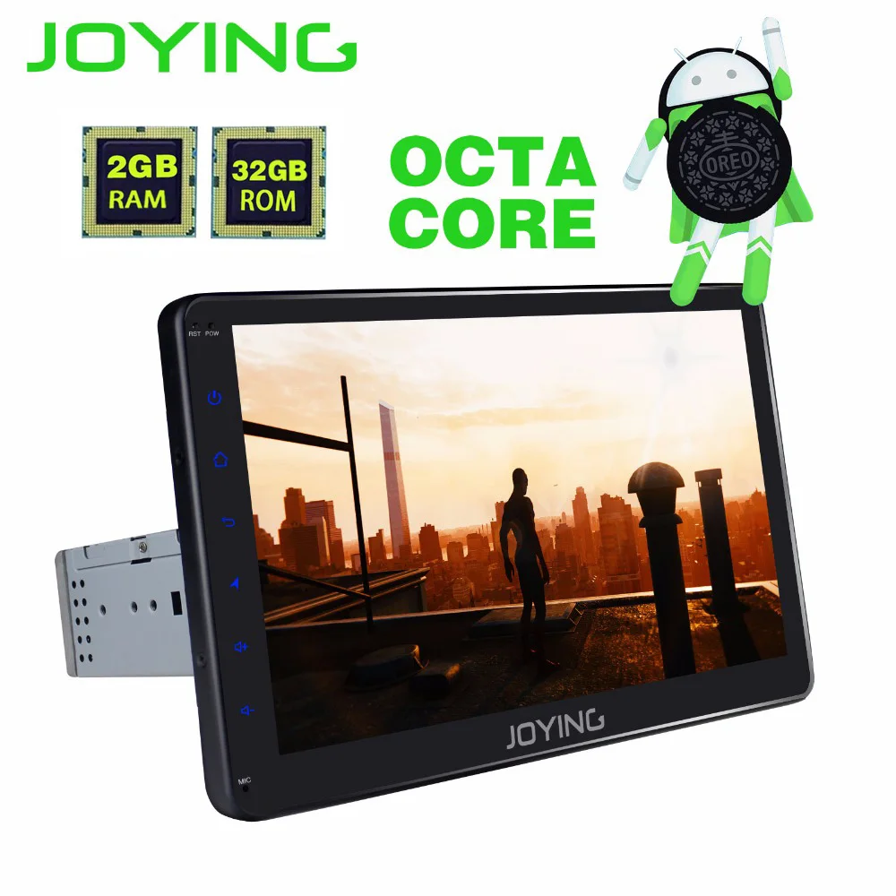 Cheap JOYING android 8.1 car gps navigation radio video stereo 2G universal 1din 10" 8 core 1280*720 multimedia player NO DVD with DSP 5