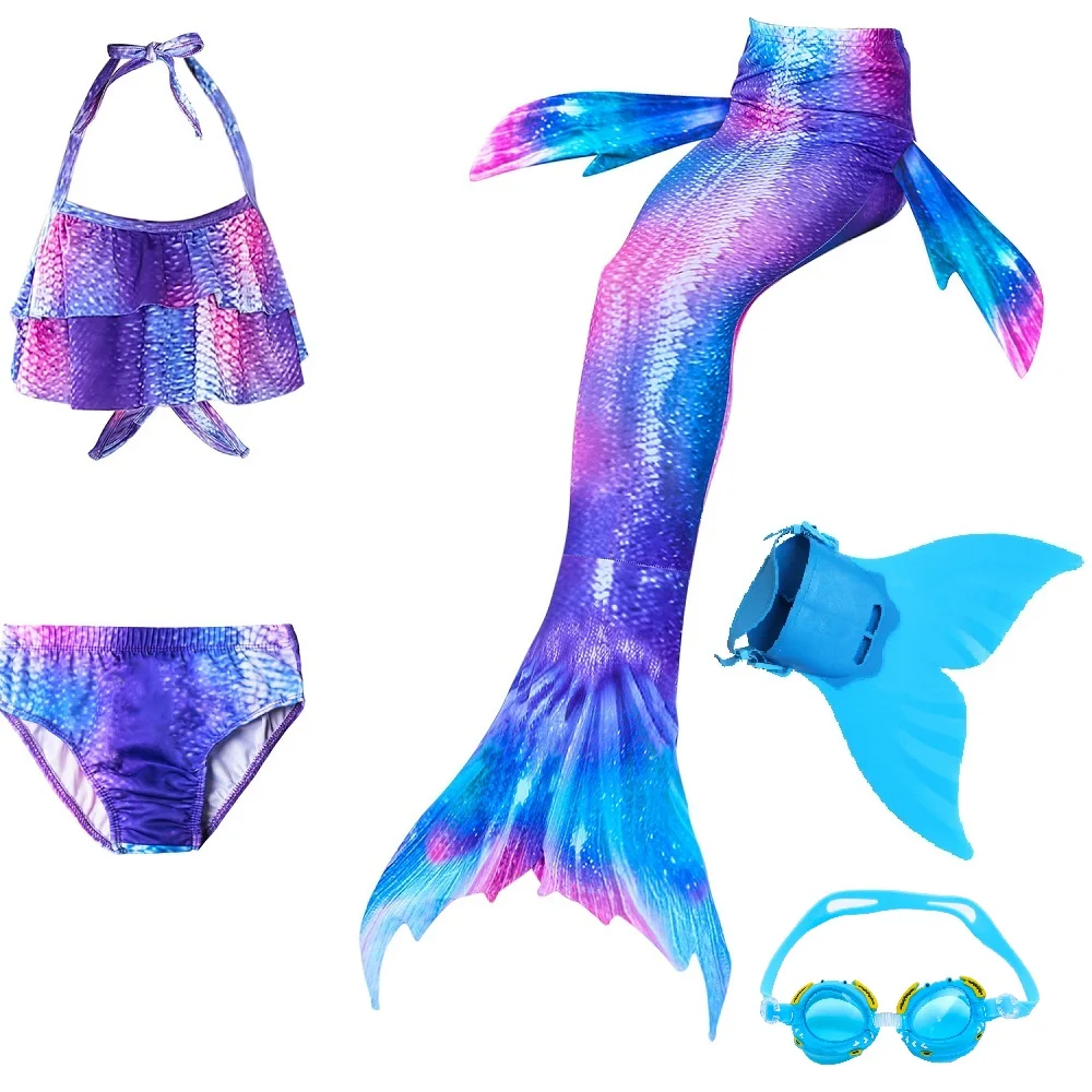 Hot Girls Mermaid Tail With Monofin For Swim Mermaid Swimsuit Mermaid Dress Swimsuit Bikini cosplay costume - Color: DH96 set 3