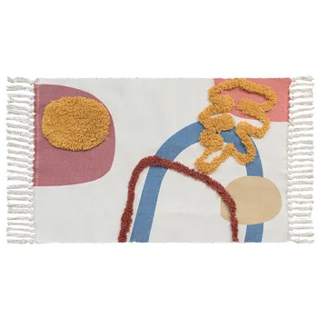 

Cotton Thread Handmade Weave Modern Artstic Simple Geometric Tuftedl Carpet Kitchen Door Floor Bedding Mat Room Decorating
