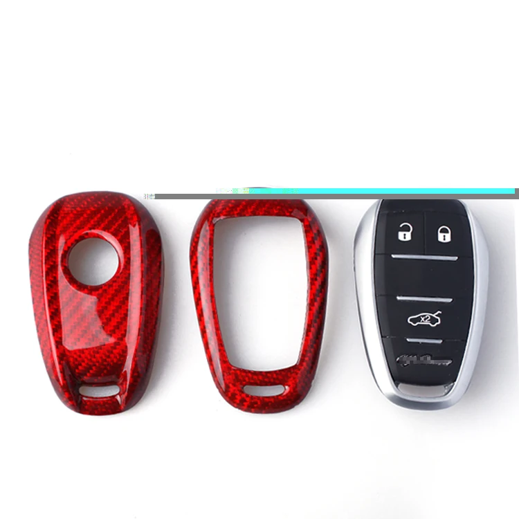 For Alfa Romeo Giulia Genuine Carbon Fiber Car Key Case Remote Fob Cover Shell Auto Protective