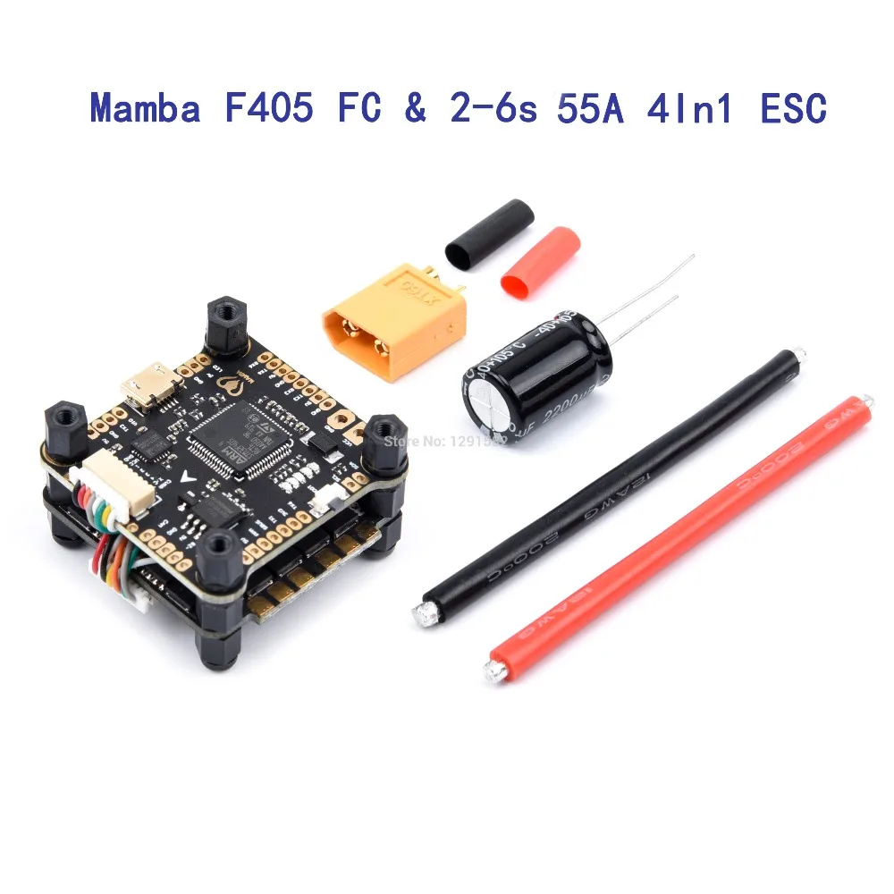 Контроллер полета Mamba F405 и 3-6s 35A 4 в 1 ESC BLHeli32 и 2-6s 40A/55A 4 в 1 ESC BLHeli_S бесщеточный ESC поддержка Dshot - Цвет: F405 FC and 55A ESC
