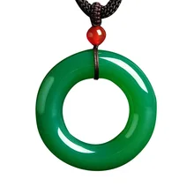 Природный зеленый Агат пончик кулон халцедон круг пряжка с символом мира подарок, ожерелье с подвеской для женщин Кристалл ювелирные изделия веревка