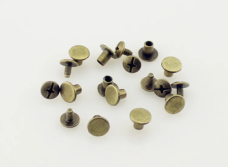 50 Sets 8x6mm(5/16 inch) Round Flat Head Chicago Screw Button Metal Rivets For Leather Craft Spikes And Studs For Clothing
