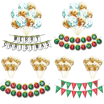 

Merry Christmas Latex Balloons Set Confetti Helium Baloons Xmas Banners Garland Oranment Christmas Party Decoration Supplies