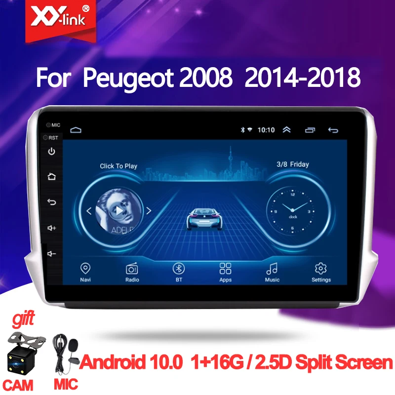 

10.1" Android 10.0 Car video Multimedia player For Peugeot 2008 208 series 2012-2018 car radio stereo GPS Navigation no 2 din