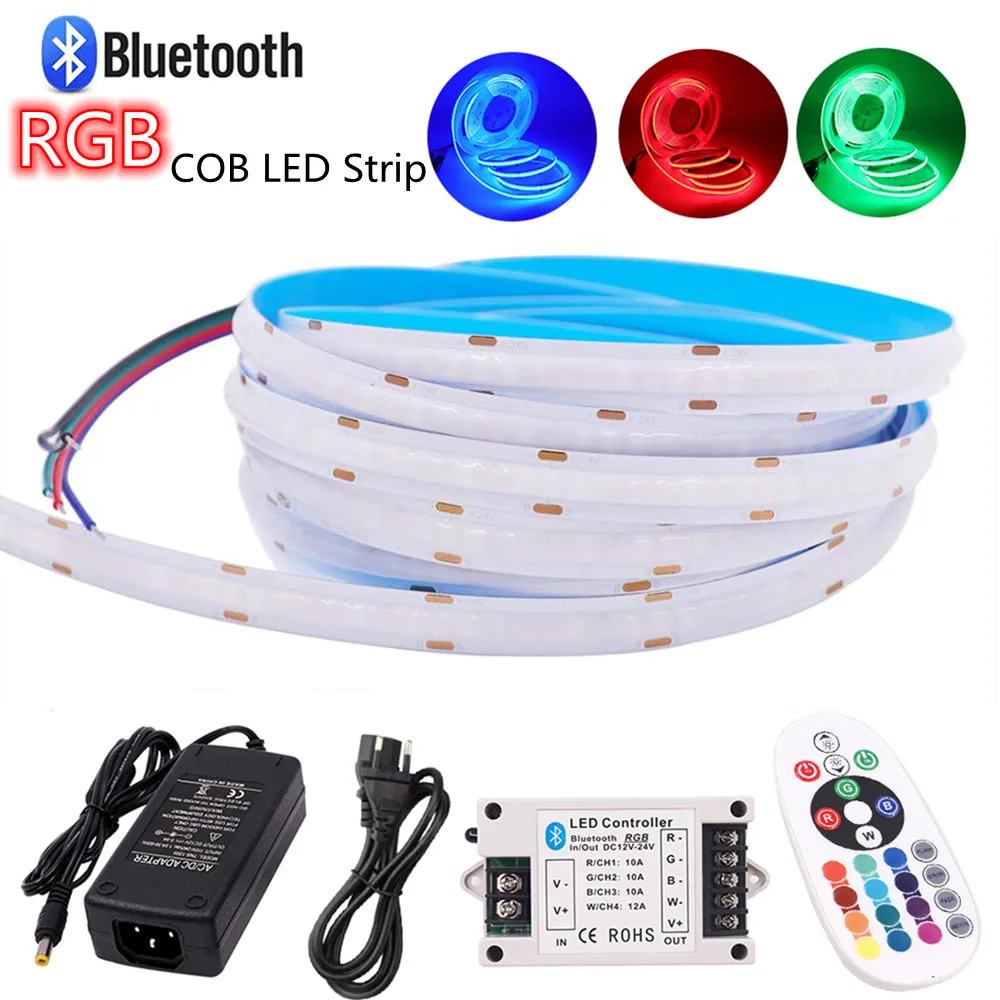 Светодиодная лента 5 м RGB COB 12 в 24 В 840 светодиодов/м гибкая FOB 10 мм красочная 30 А