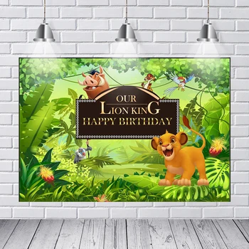 

Photography Backdrops Baby Lion King Nala Happy Birthday Frame Jungle Party Forest Custom Photo Studio Backdrops Backgrounds