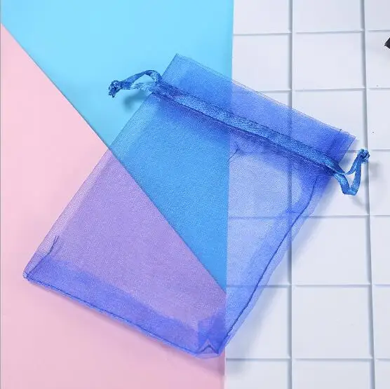 100pcs/Lot Organza Drawstring Bags 5x7 7x9 9x12 10x15cm Jewelry Packaging Bags Wedding Christmas Birthday Gift Packing Pouces - Цвет: Royal blue