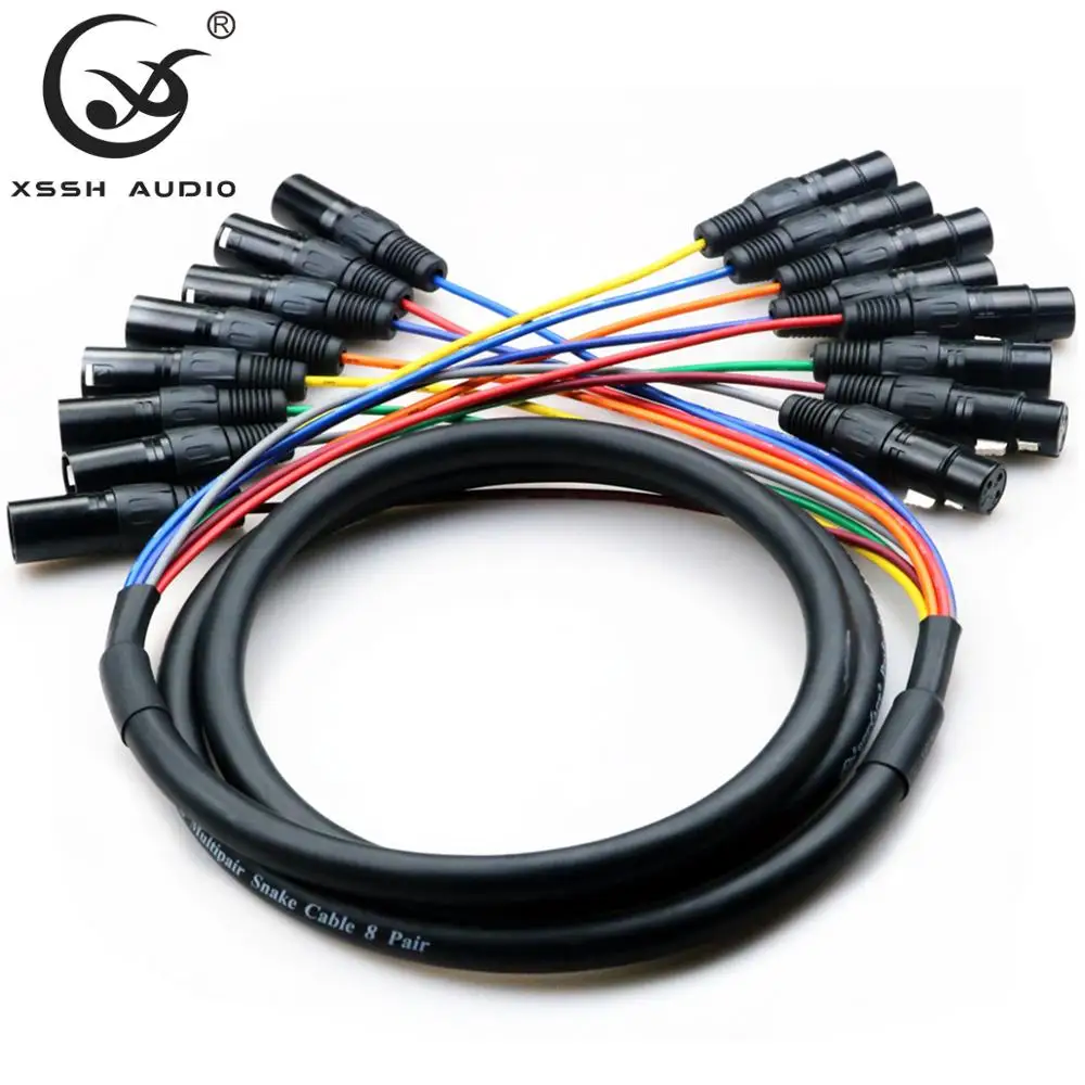 US $43.65 XSSH Audio MF 8 Channel Professional MultiMedia Snake Cable 8 Pairs Male To Female 3 Pin XLR Balanced Audio Extension Cord