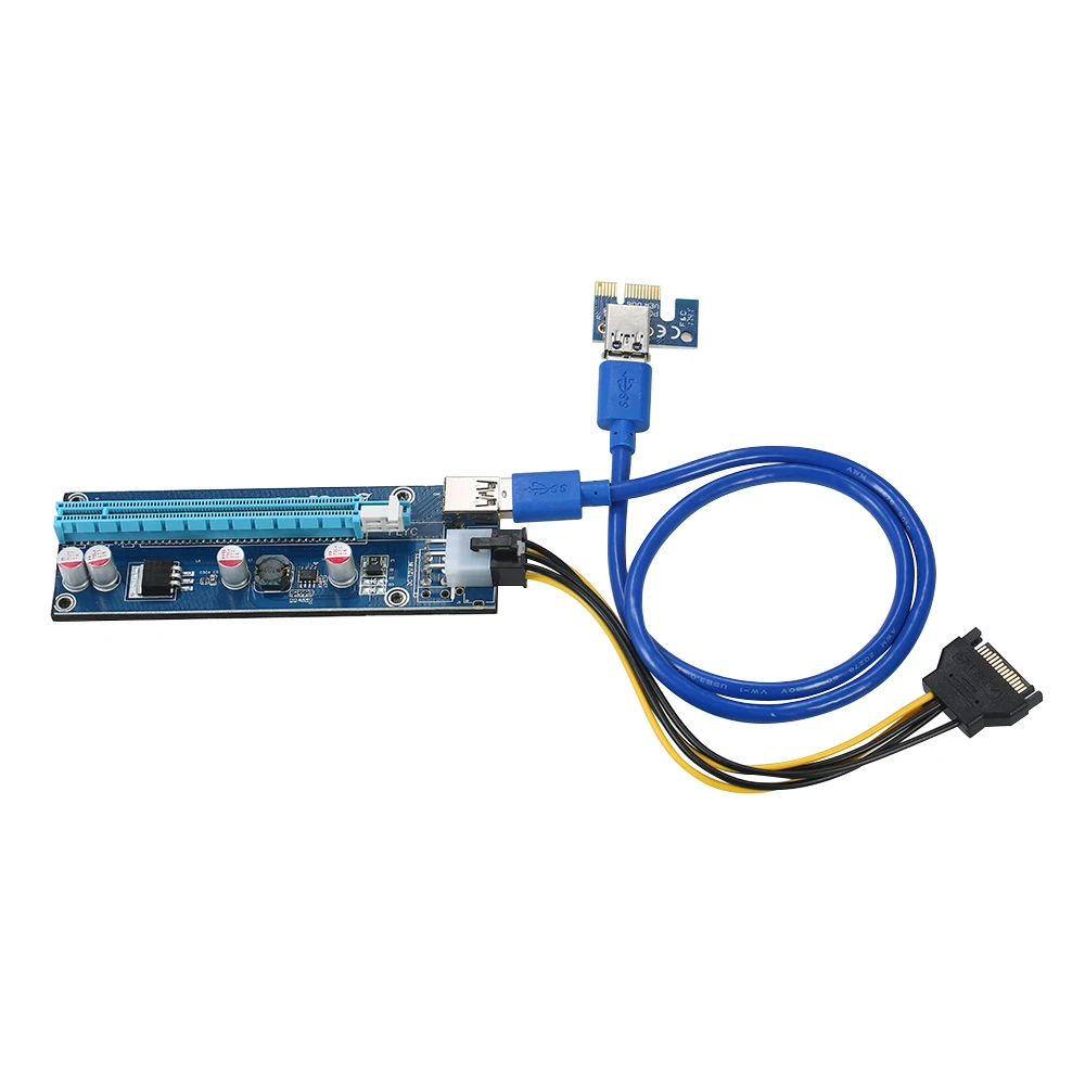 6-Pack мульти-интерфейс PCI-E 6pin питание Riser адаптер карта 1x до 16x Rise плата с 23,6 дюйма USB3.0 удлинитель