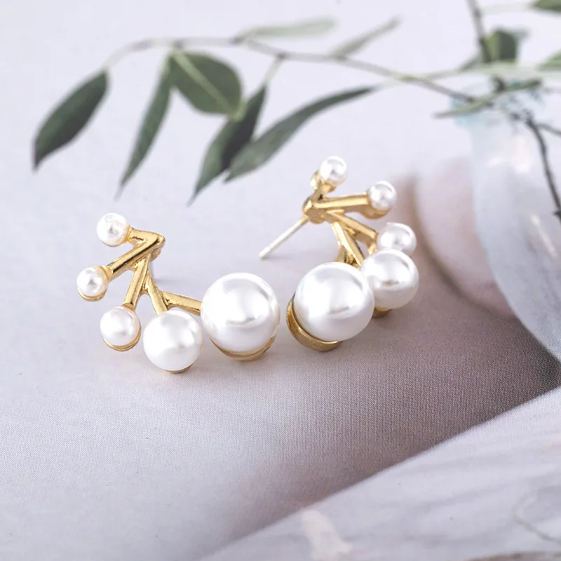 Fashion web celebrity temperament pearl earring personality contracted senior stud earrings jewelry accessories - Окраска металла: Светло-желтый, золотистый цвет